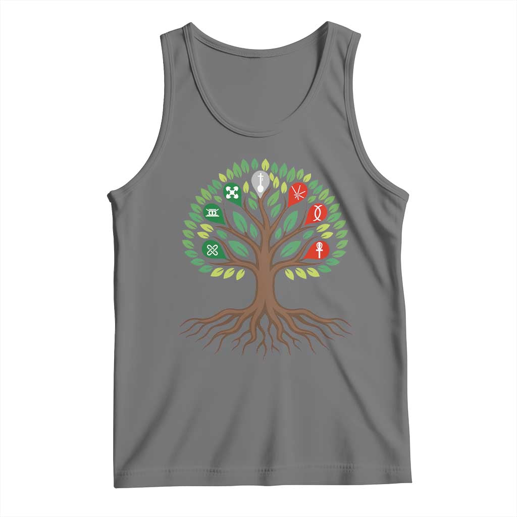 Seven Candles Of Kwanzaa Tree Of Life Tank Top African Heritage Gift TS12 Black Heather Print Your Wear