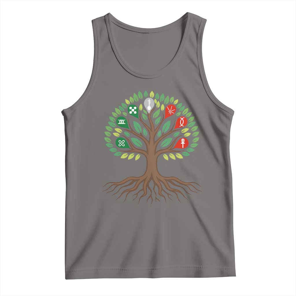 Seven Candles Of Kwanzaa Tree Of Life Tank Top African Heritage Gift TS12 Deep Heather Print Your Wear