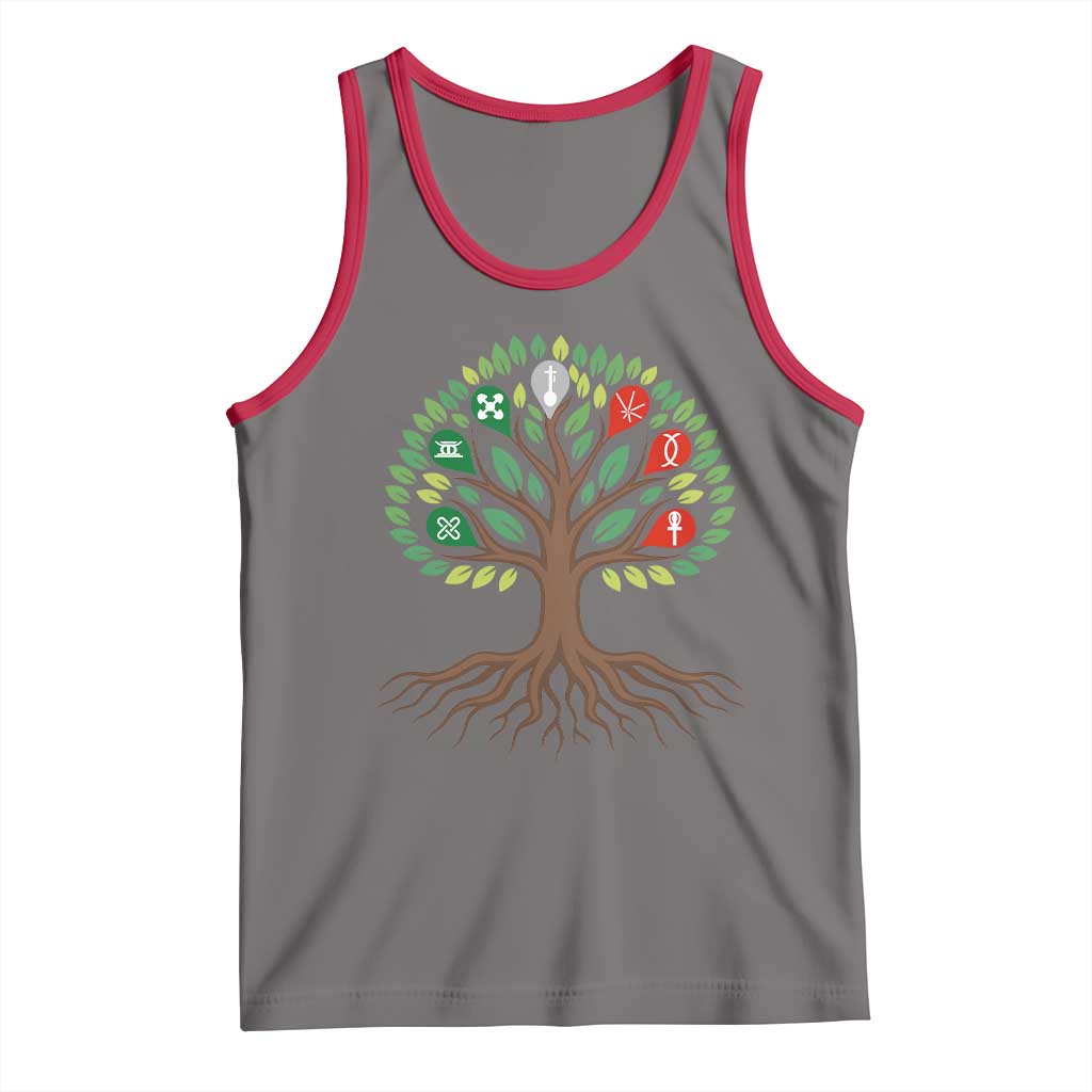 Seven Candles Of Kwanzaa Tree Of Life Tank Top African Heritage Gift TS12 Deep Heather Red Print Your Wear
