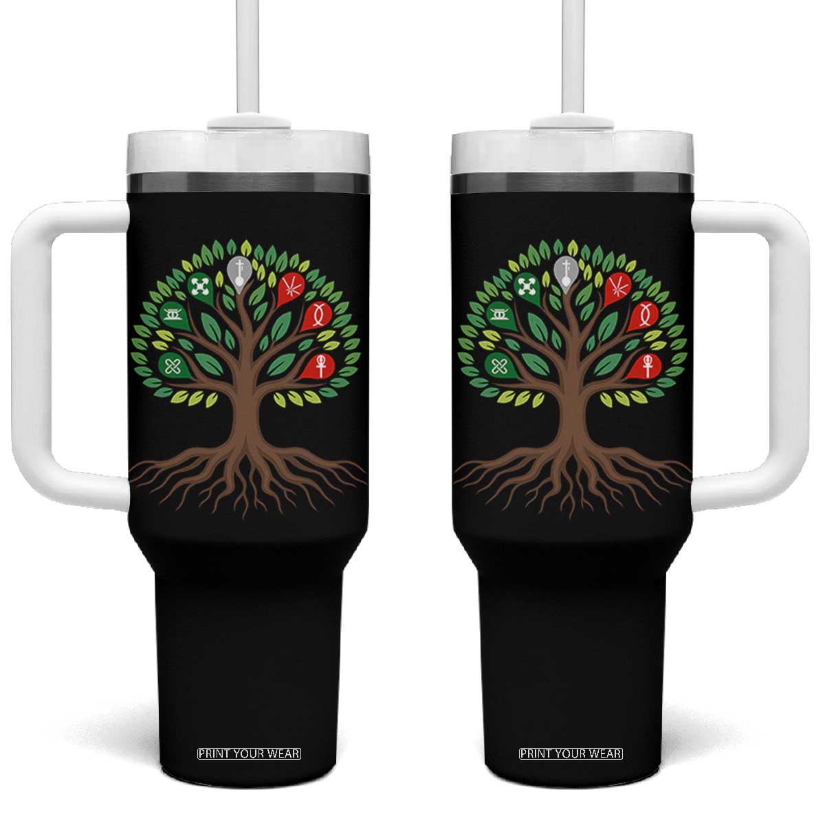 Seven Candles Of Kwanzaa Tree Of Life Tumbler With Handle African Heritage Gift TS12 One Size: 40 oz Black Print Your Wear