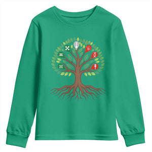 Seven Candles Of Kwanzaa Tree Of Life Youth Sweatshirt African Heritage Gift TS12 Irish Green Print Your Wear