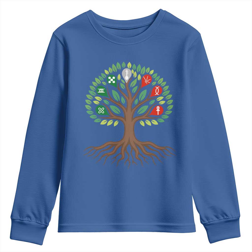 Seven Candles Of Kwanzaa Tree Of Life Youth Sweatshirt African Heritage Gift TS12 Royal Blue Print Your Wear