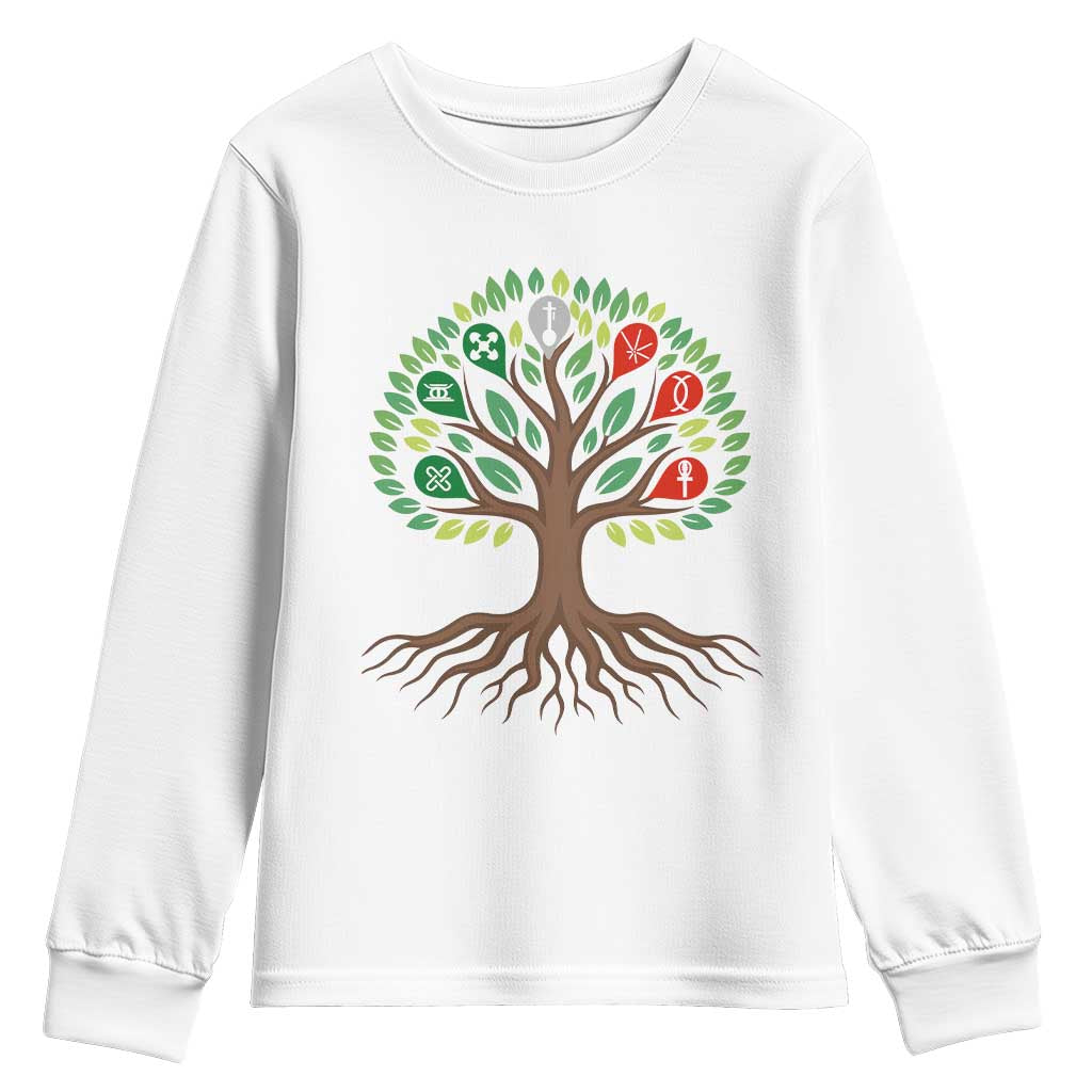 Seven Candles Of Kwanzaa Tree Of Life Youth Sweatshirt African Heritage Gift TS12 White Print Your Wear