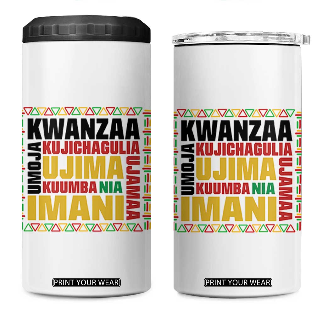 Nguzo Saba Seven Principles 4 in 1 Can Cooler Tumbler African Heritage Celebration Gift TS12 One Size: 16 oz White Print Your Wear