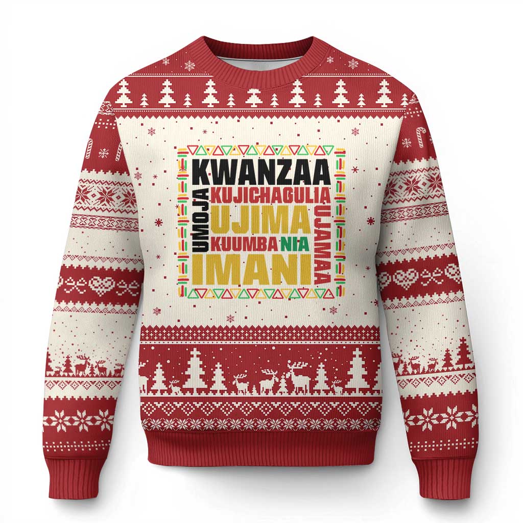 Nguzo Saba Seven Principles Ugly Christmas Sweater African Heritage Celebration Gift TS12 Beige Red Print Your Wear