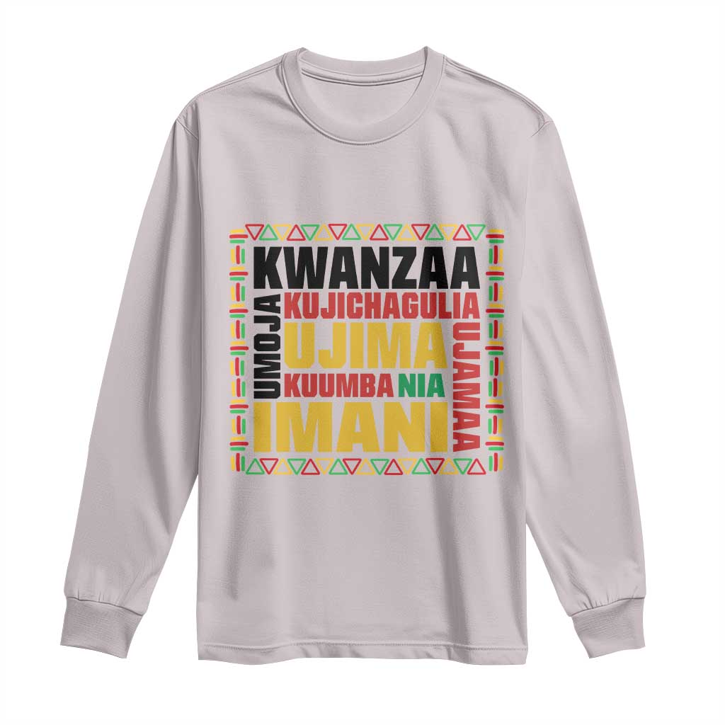 Nguzo Saba Seven Principles Long Sleeve Shirt African Heritage Celebration Gift TS12 Ice Gray Print Your Wear