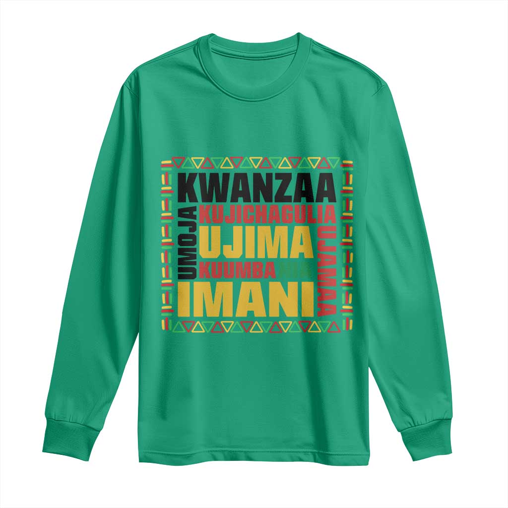 Nguzo Saba Seven Principles Long Sleeve Shirt African Heritage Celebration Gift TS12 Irish Green Print Your Wear