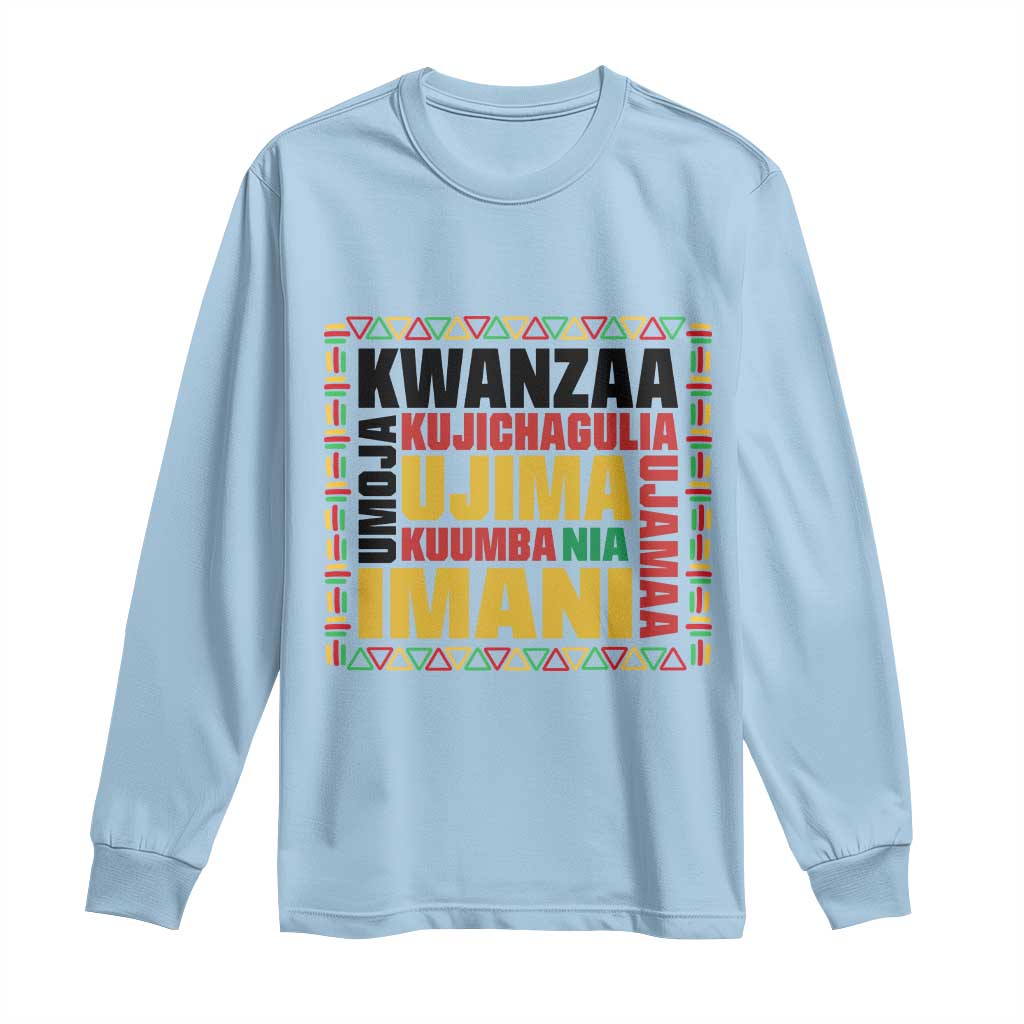 Nguzo Saba Seven Principles Long Sleeve Shirt African Heritage Celebration Gift TS12 Light Blue Print Your Wear