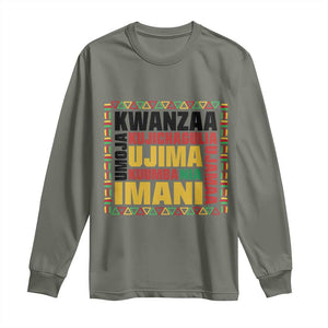 Nguzo Saba Seven Principles Long Sleeve Shirt African Heritage Celebration Gift TS12 Military Green Print Your Wear