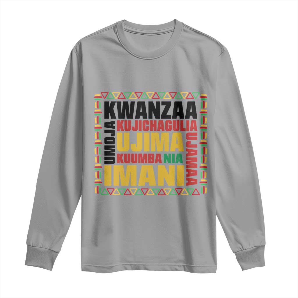 Nguzo Saba Seven Principles Long Sleeve Shirt African Heritage Celebration Gift TS12 Sport Gray Print Your Wear