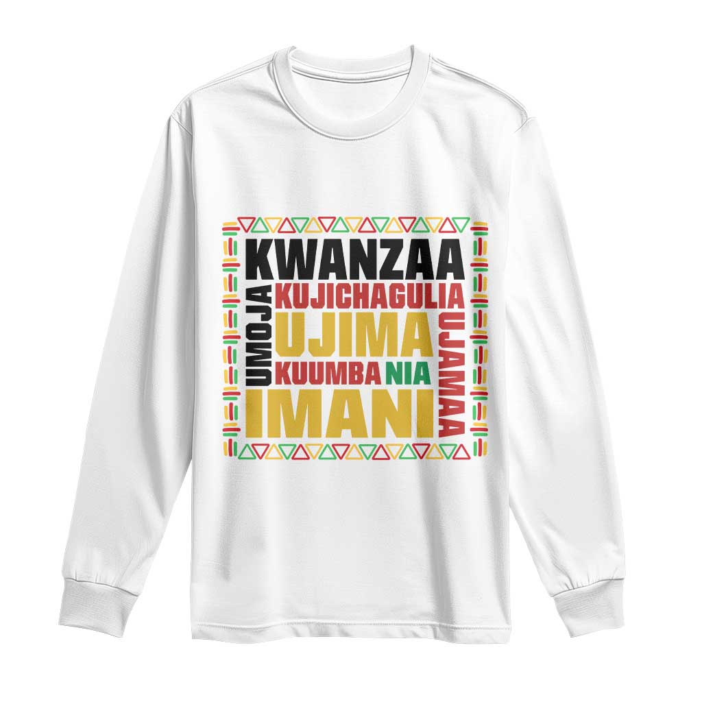 Nguzo Saba Seven Principles Long Sleeve Shirt African Heritage Celebration Gift TS12 White Print Your Wear