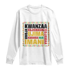 Nguzo Saba Seven Principles Long Sleeve Shirt African Heritage Celebration Gift TS12 White Print Your Wear