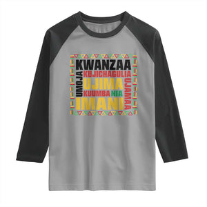 Nguzo Saba Seven Principles Raglan Shirt African Heritage Celebration Gift TS12 Sport Gray Black Print Your Wear