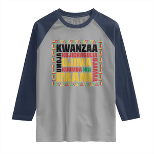 Nguzo Saba Seven Principles Raglan Shirt African Heritage Celebration Gift TS12 Sport Gray Navy Print Your Wear