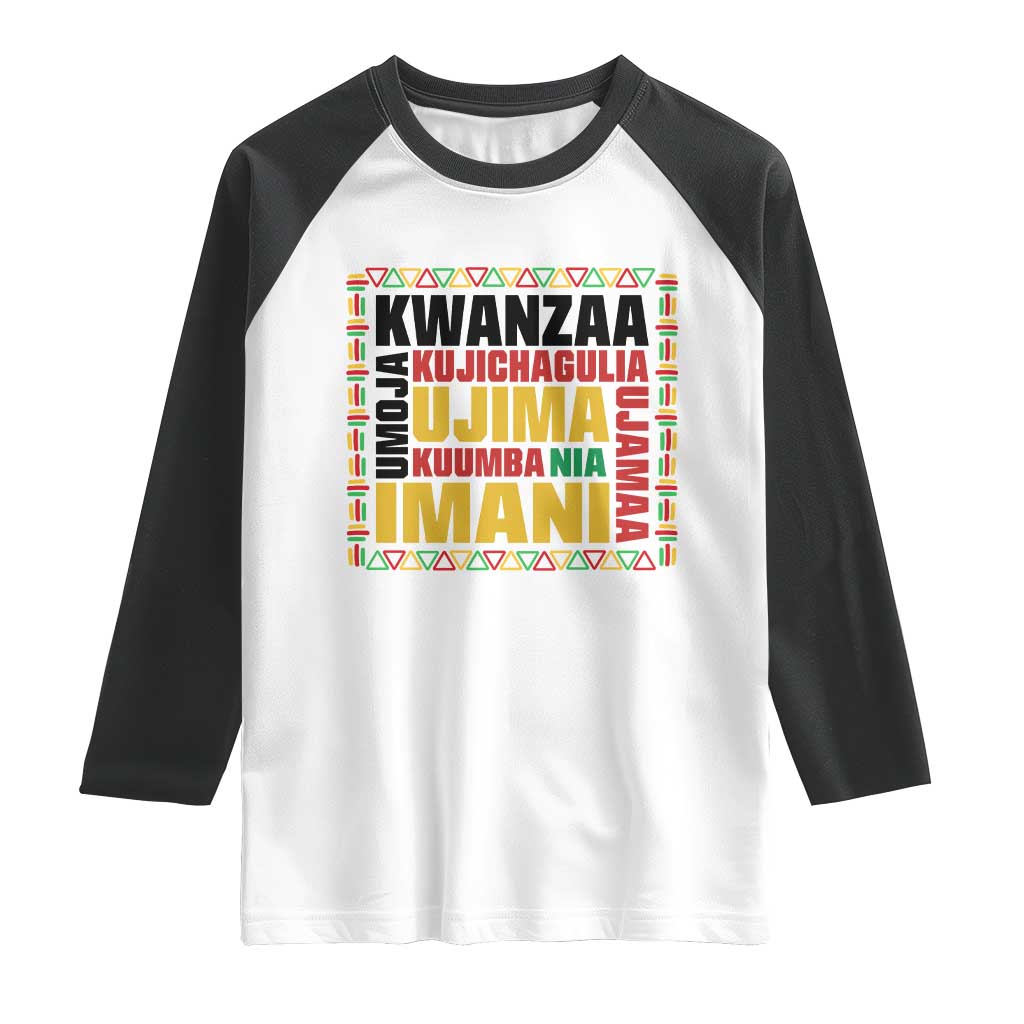 Nguzo Saba Seven Principles Raglan Shirt African Heritage Celebration Gift TS12 White Black Print Your Wear
