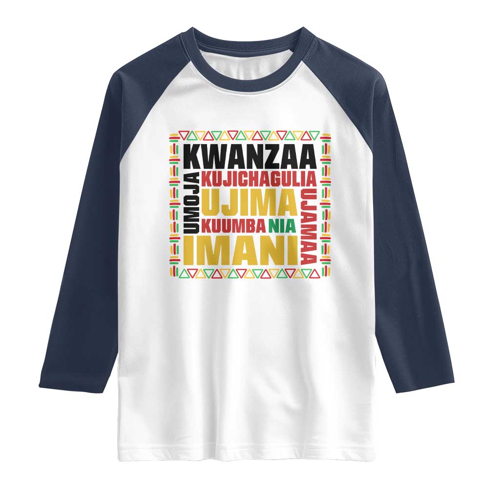 Nguzo Saba Seven Principles Raglan Shirt African Heritage Celebration Gift - Print Your Wear