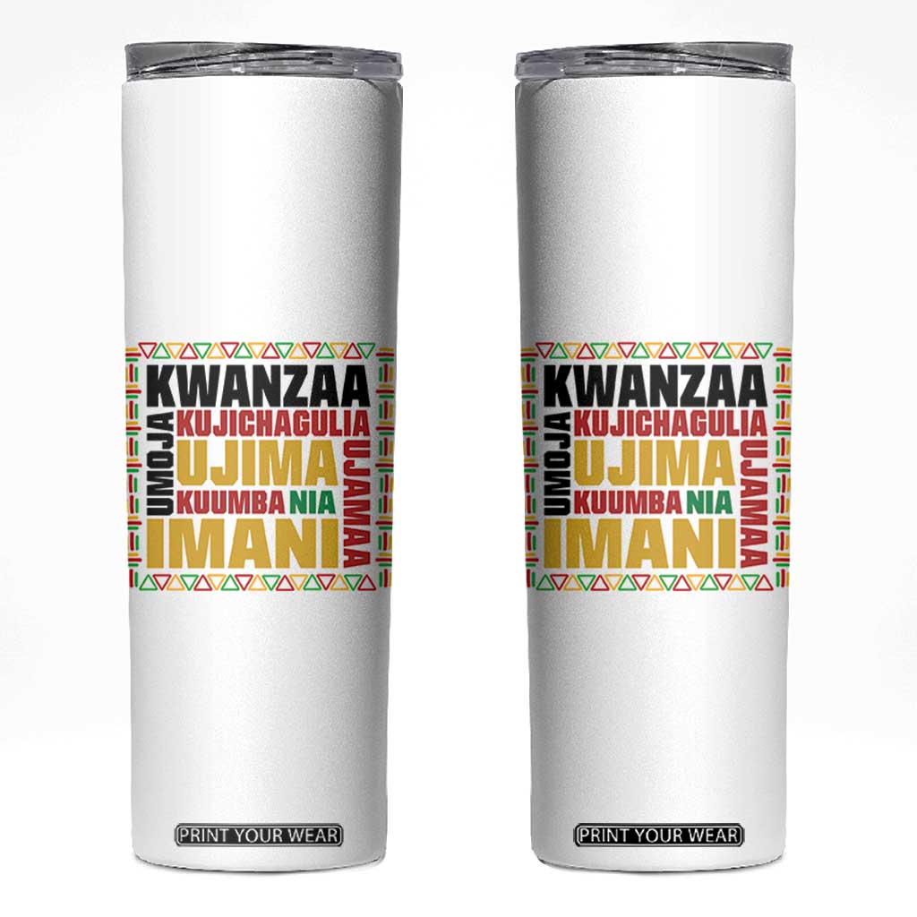Nguzo Saba Seven Principles Skinny Tumbler African Heritage Celebration Gift TS12 White Print Your Wear
