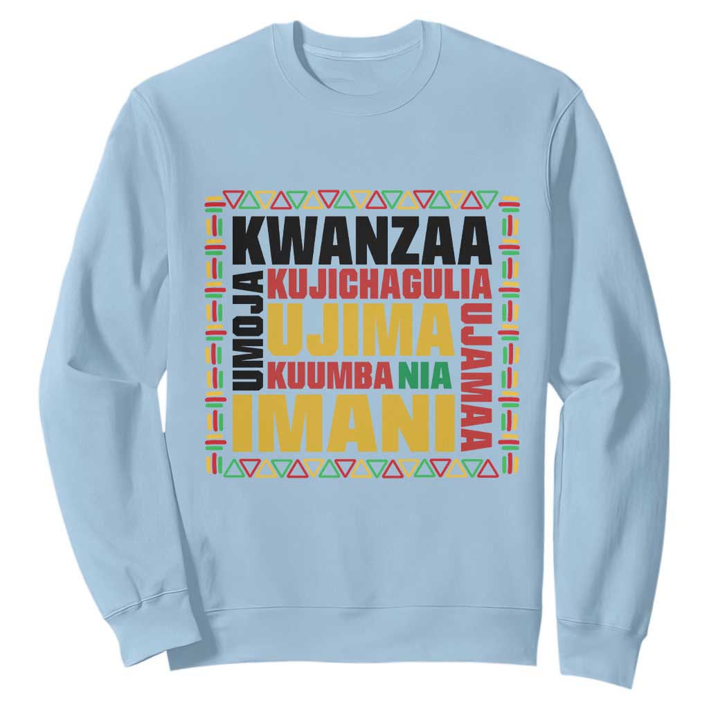 Nguzo Saba Seven Principles Sweatshirt African Heritage Celebration Gift TS12 Light Blue Print Your Wear