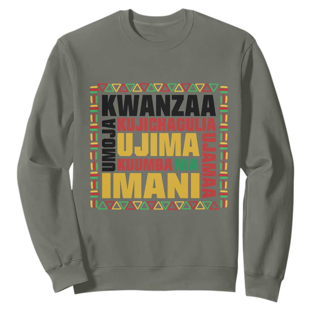 Nguzo Saba Seven Principles Sweatshirt African Heritage Celebration Gift TS12 Military Green Print Your Wear