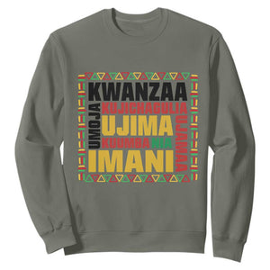 Nguzo Saba Seven Principles Sweatshirt African Heritage Celebration Gift TS12 Military Green Print Your Wear