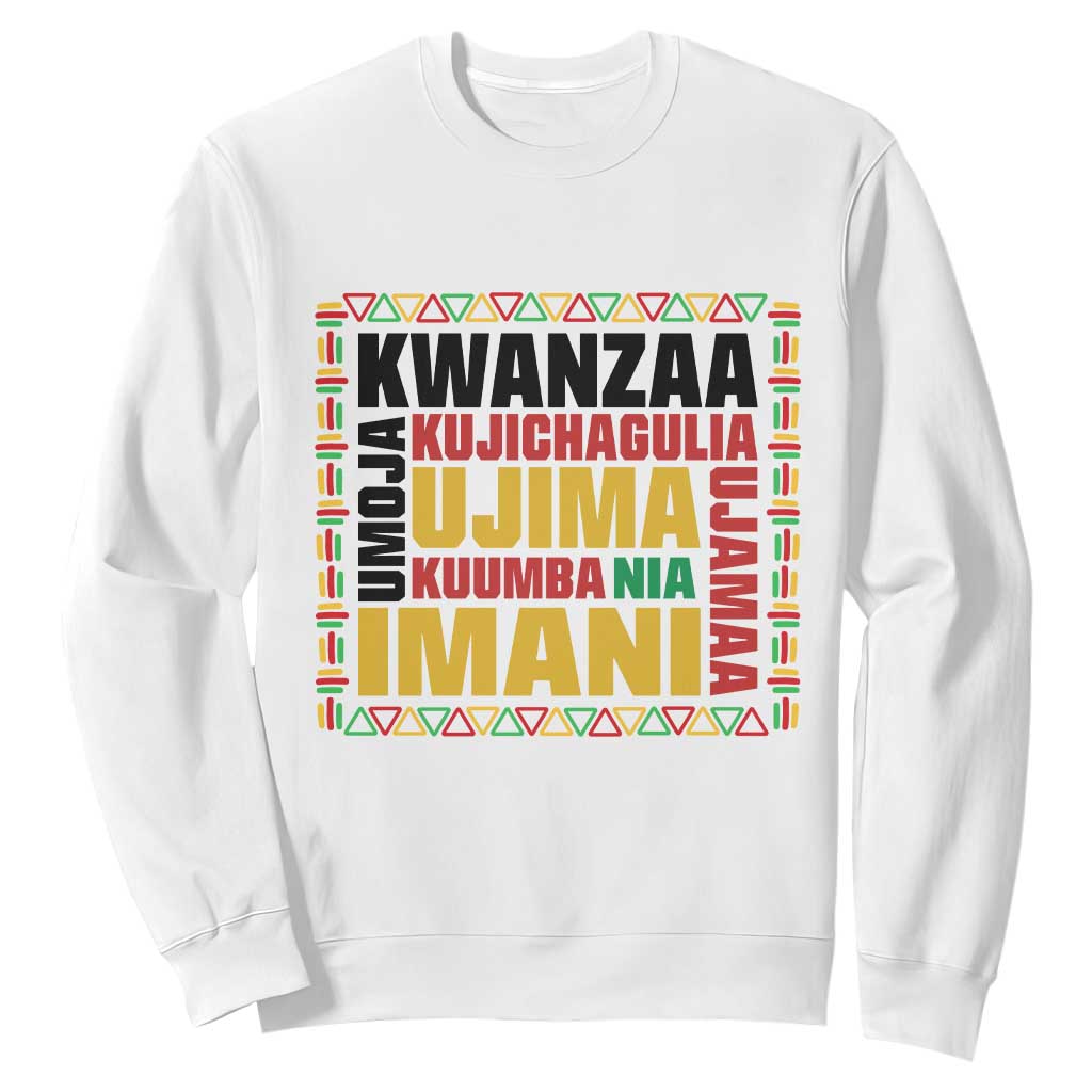 Nguzo Saba Seven Principles Sweatshirt African Heritage Celebration Gift TS12 White Print Your Wear