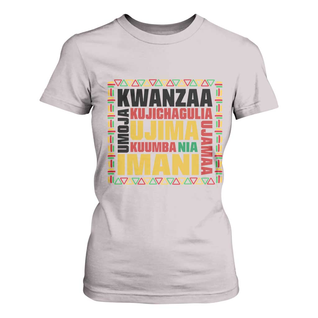 Nguzo Saba Seven Principles T Shirt For Women African Heritage Celebration Gift TS12 Ice Gray Print Your Wear