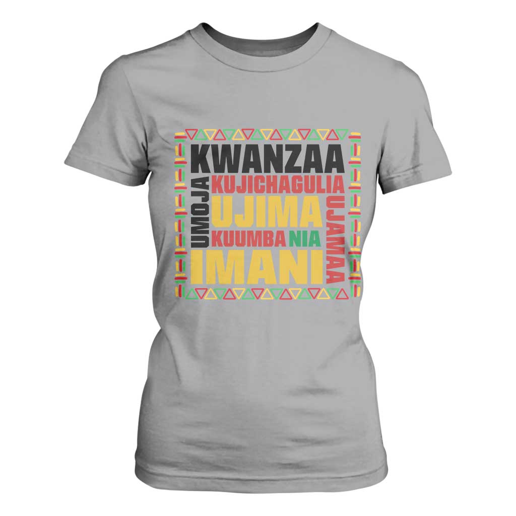 Nguzo Saba Seven Principles T Shirt For Women African Heritage Celebration Gift TS12 Sport Gray Print Your Wear