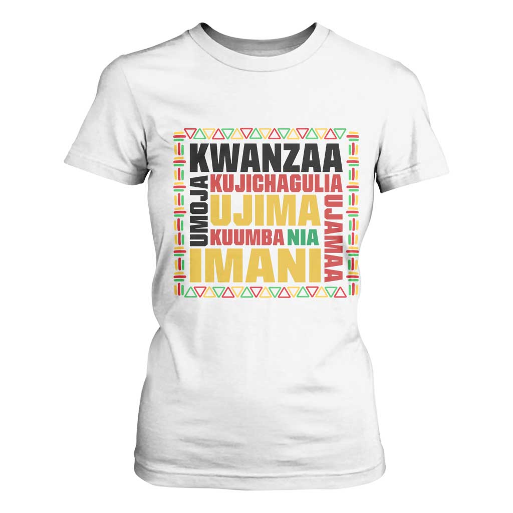 Nguzo Saba Seven Principles T Shirt For Women African Heritage Celebration Gift TS12 White Print Your Wear