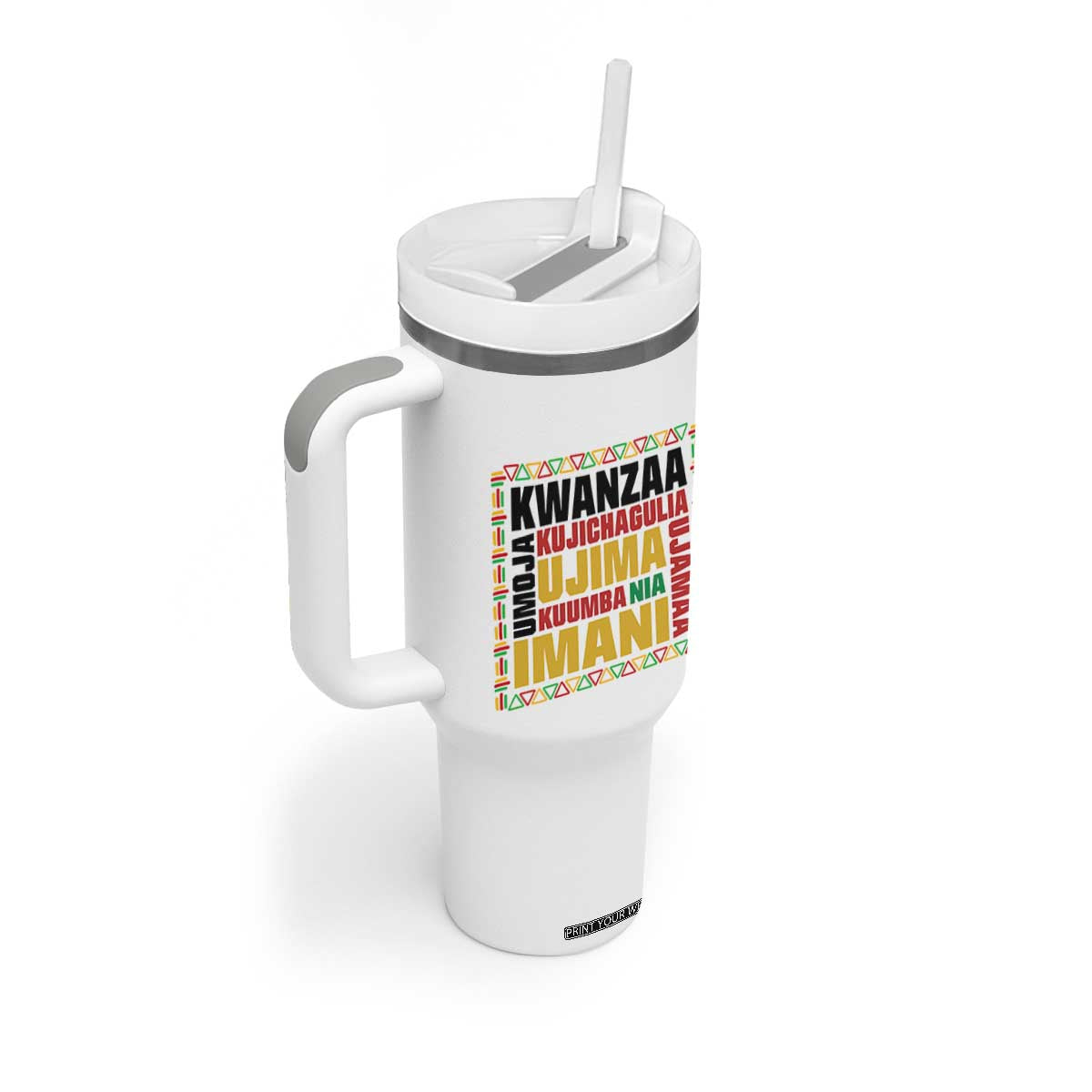 Nguzo Saba Seven Principles Tumbler With Handle African Heritage Celebration Gift - Print Your Wear