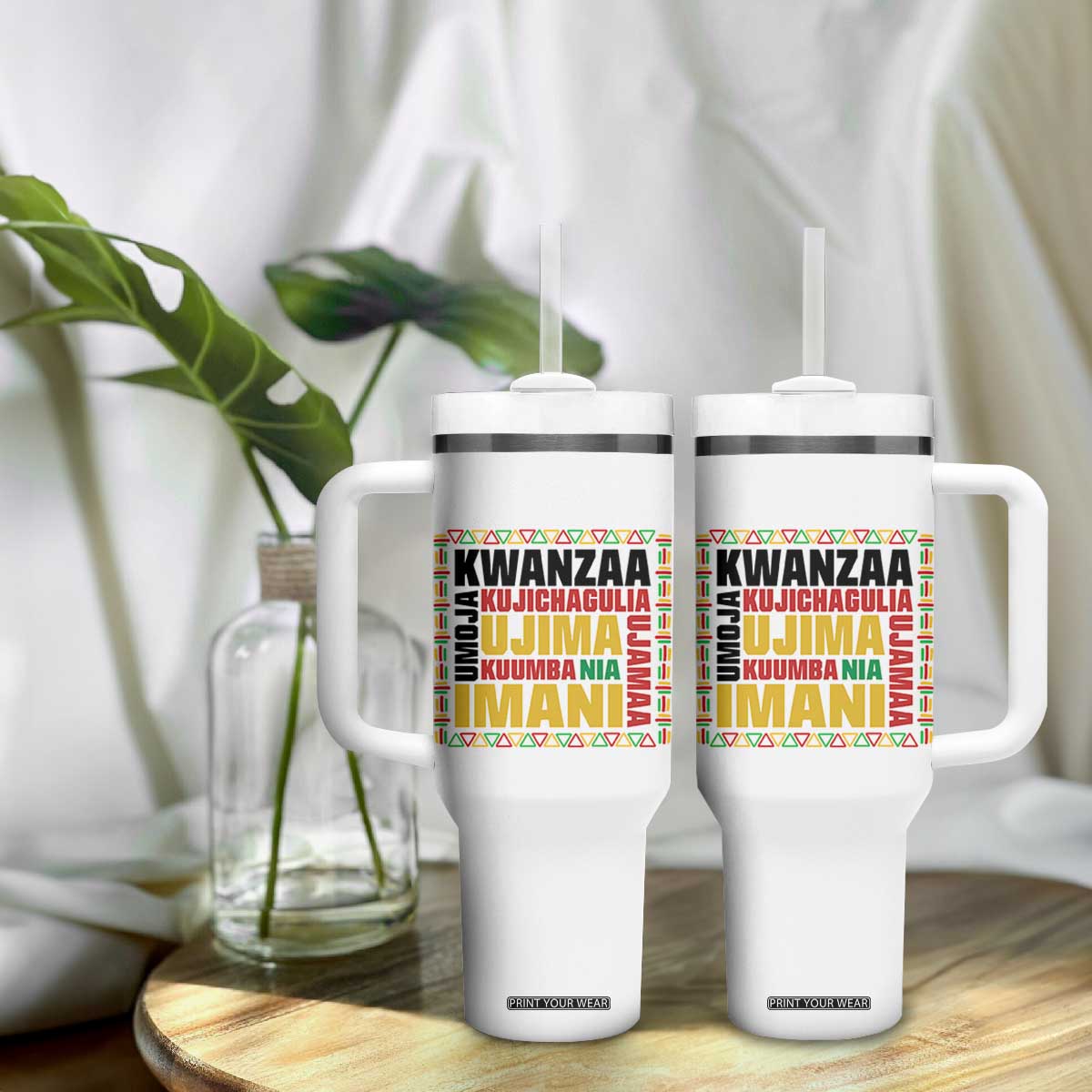 Nguzo Saba Seven Principles Tumbler With Handle African Heritage Celebration Gift - Print Your Wear