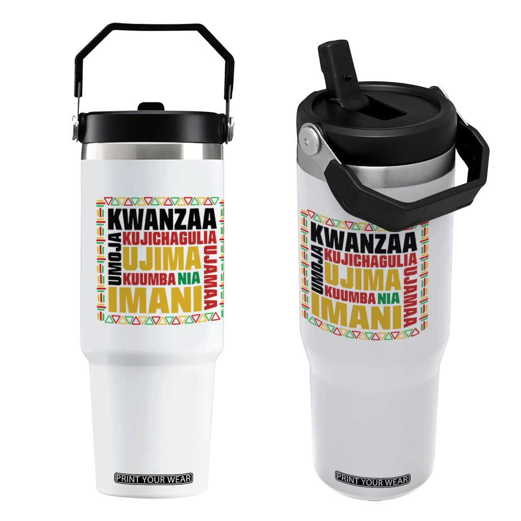 Nguzo Saba Seven Principles Flip Straw Tumbler African Heritage Celebration Gift - Print Your Wear