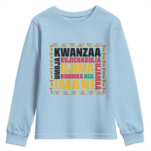 Nguzo Saba Seven Principles Youth Sweatshirt African Heritage Celebration Gift TS12 Light Blue Print Your Wear