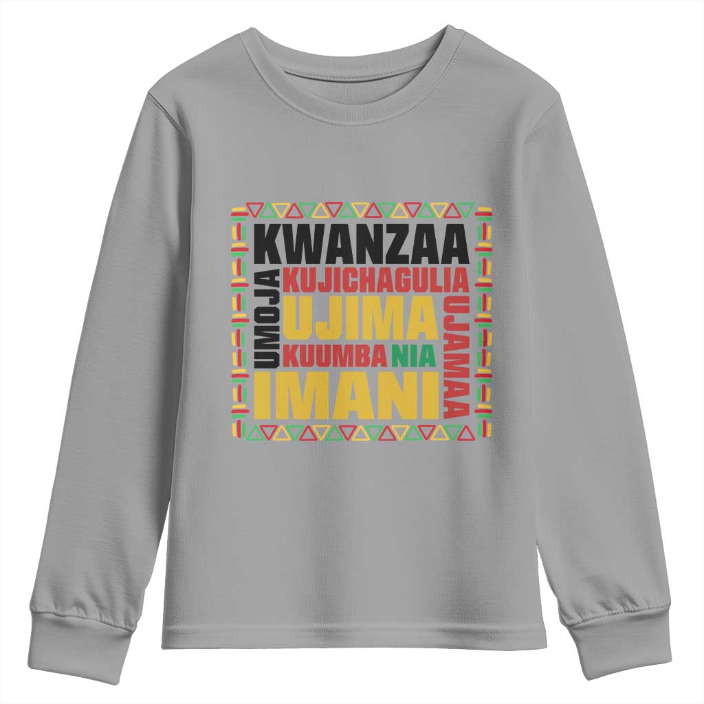 Nguzo Saba Seven Principles Youth Sweatshirt African Heritage Celebration Gift TS12 Sport Gray Print Your Wear