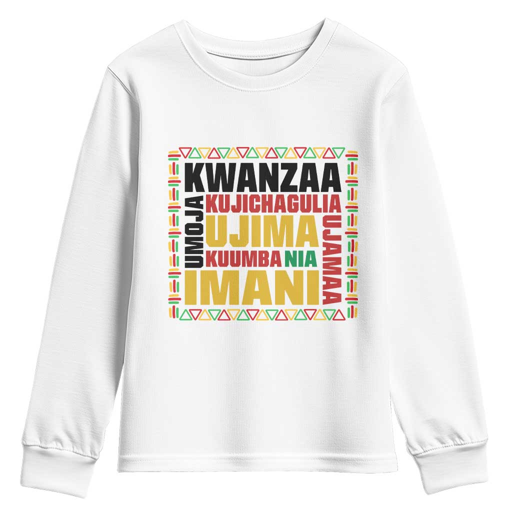 Nguzo Saba Seven Principles Youth Sweatshirt African Heritage Celebration Gift TS12 White Print Your Wear