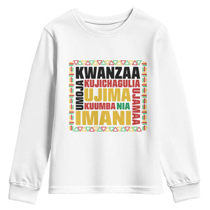 Nguzo Saba Seven Principles Youth Sweatshirt African Heritage Celebration Gift TS12 White Print Your Wear