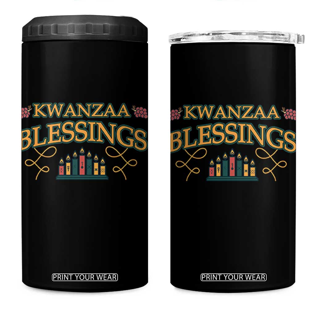 Kwanzaa Blessings 4 in 1 Can Cooler Tumbler African Heritage Celebration Gift TS12 One Size: 16 oz Black Print Your Wear