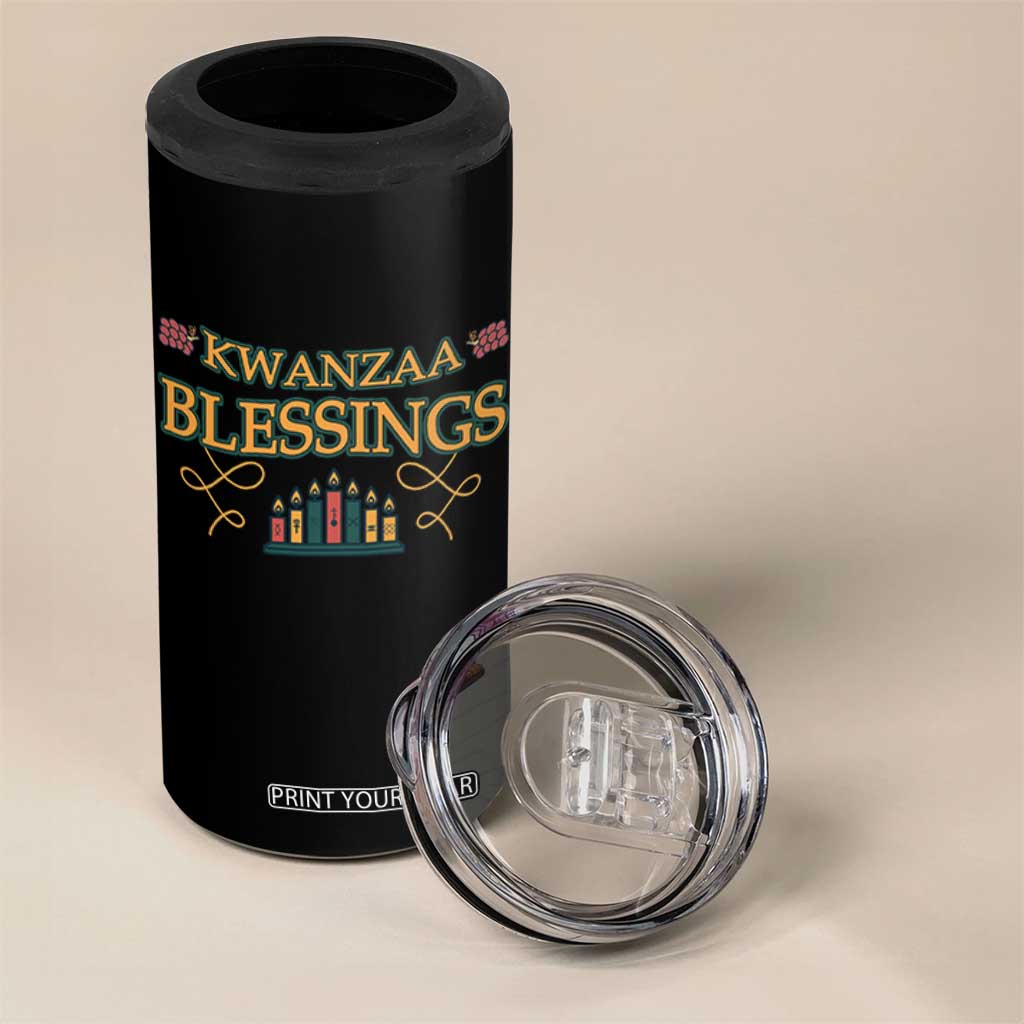 Kwanzaa Blessings 4 in 1 Can Cooler Tumbler African Heritage Celebration Gift - Print Your Wear