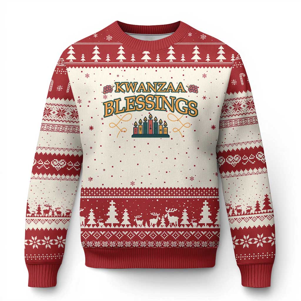 Kwanzaa Blessings Ugly Christmas Sweater African Heritage Celebration Gift TS12 Beige Red Print Your Wear