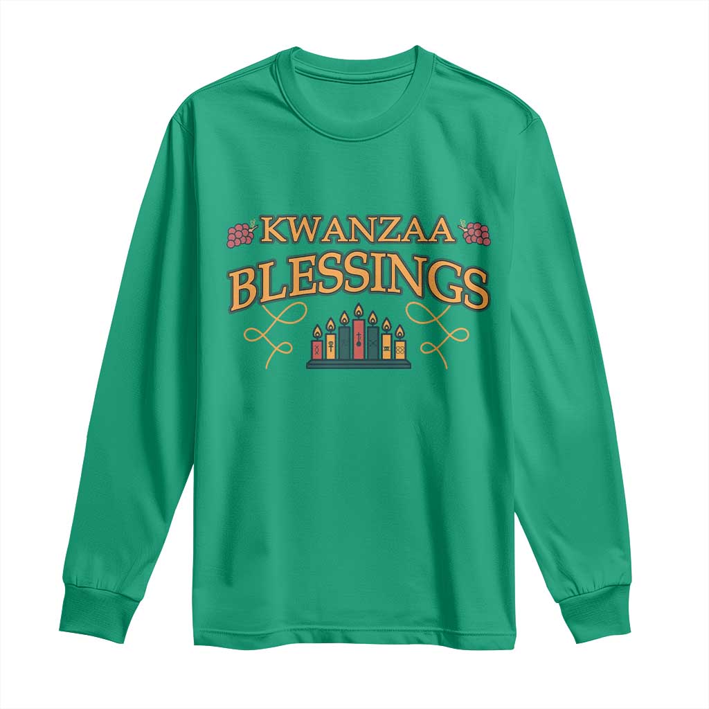 Kwanzaa Blessings Long Sleeve Shirt African Heritage Celebration Gift TS12 Irish Green Print Your Wear