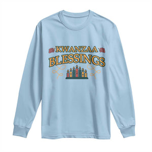 Kwanzaa Blessings Long Sleeve Shirt African Heritage Celebration Gift TS12 Light Blue Print Your Wear
