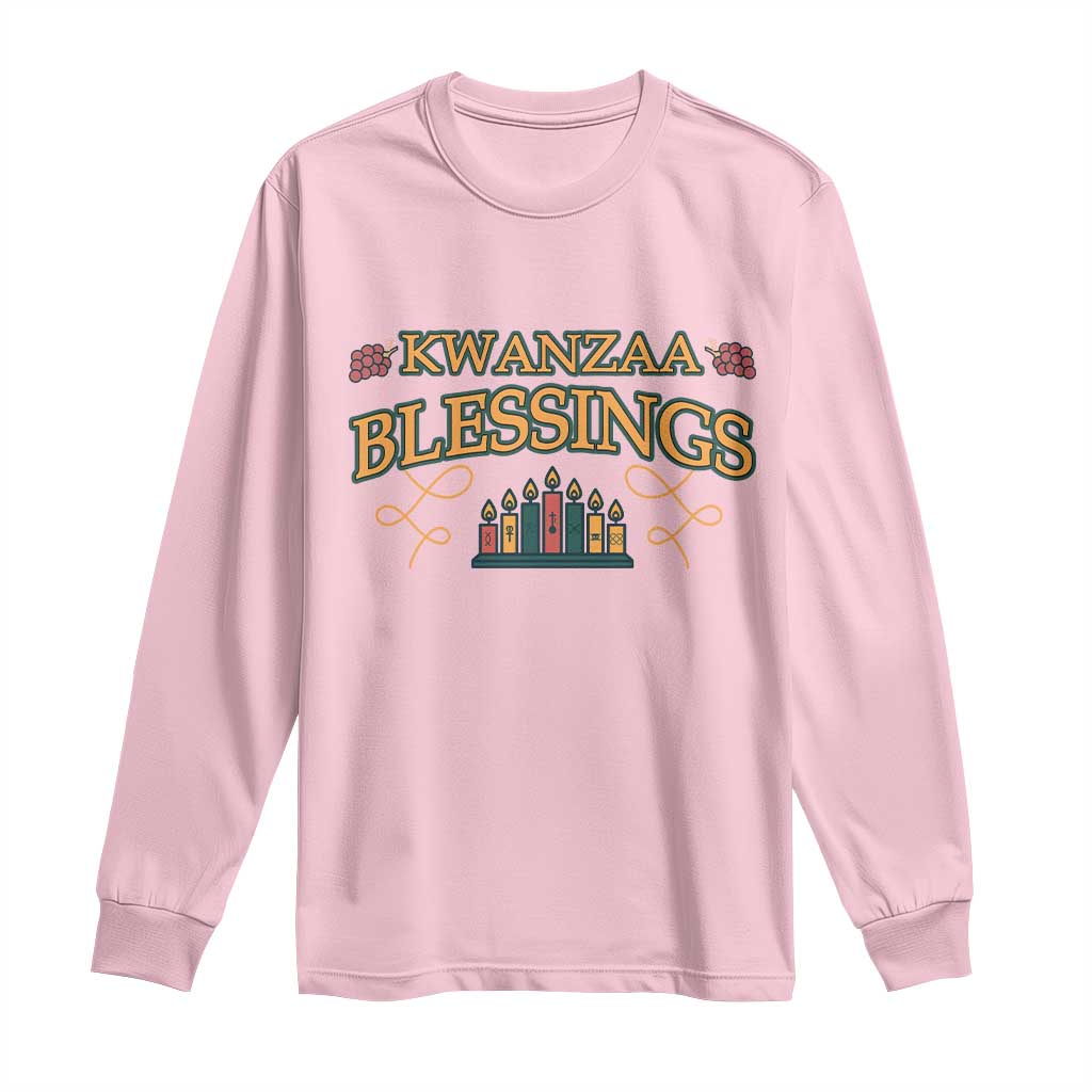 Kwanzaa Blessings Long Sleeve Shirt African Heritage Celebration Gift TS12 Light Pink Print Your Wear