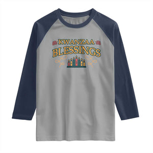 Kwanzaa Blessings Raglan Shirt African Heritage Celebration Gift TS12 Sport Gray Navy Print Your Wear