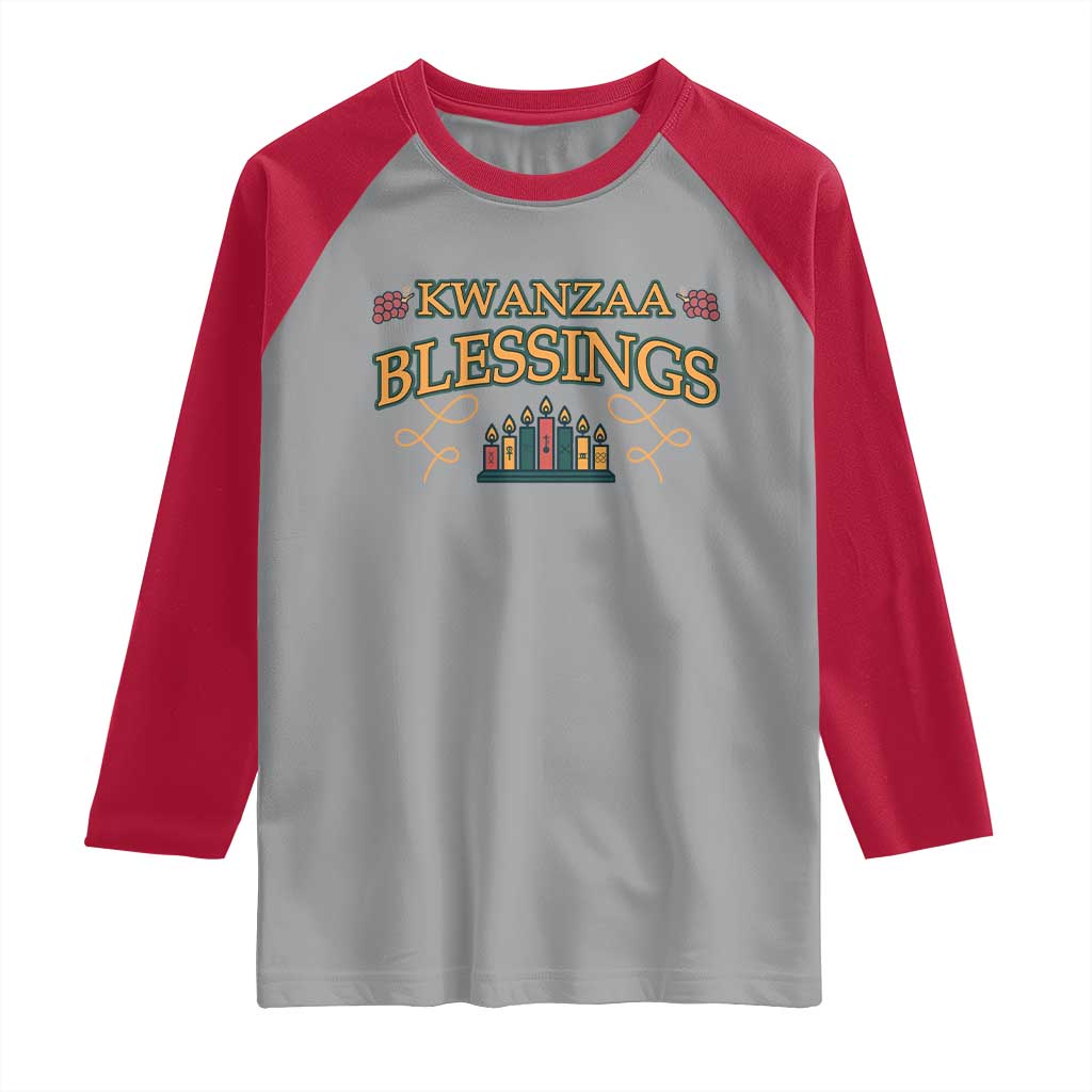 Kwanzaa Blessings Raglan Shirt African Heritage Celebration Gift TS12 Sport Gray Red Print Your Wear