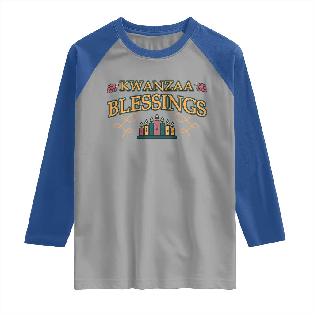 Kwanzaa Blessings Raglan Shirt African Heritage Celebration Gift TS12 Sport Gray Royal Print Your Wear