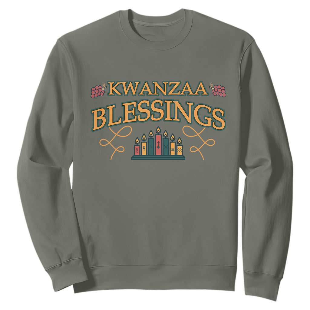 Kwanzaa Blessings Sweatshirt African Heritage Celebration Gift TS12 Military Green Print Your Wear