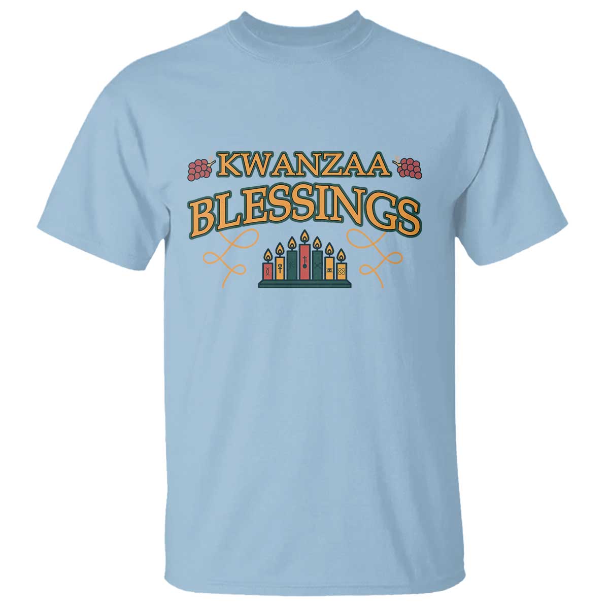 Kwanzaa Blessings T Shirt African Heritage Celebration Gift TS12 Light Blue Print Your Wear