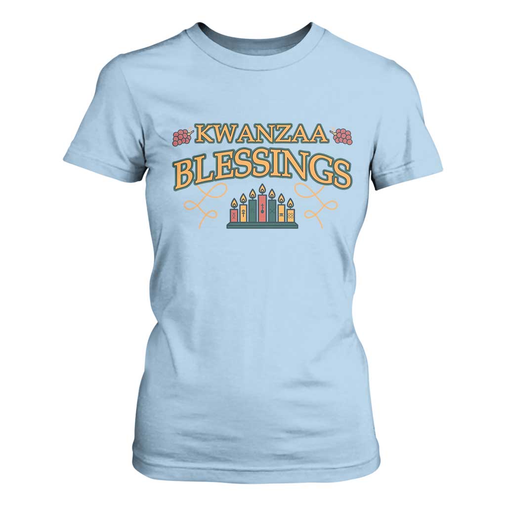 Kwanzaa Blessings T Shirt For Women African Heritage Celebration Gift TS12 Light Blue Print Your Wear