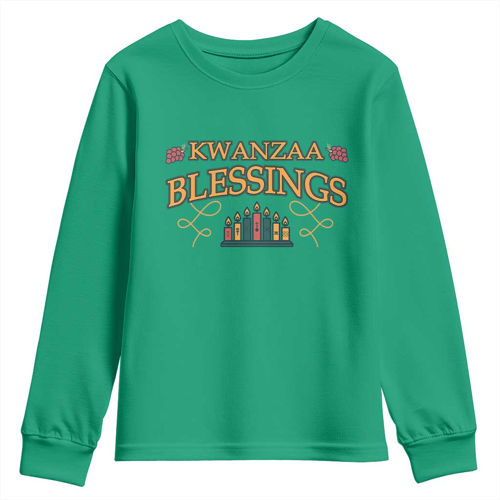 Kwanzaa Blessings Youth Sweatshirt African Heritage Celebration Gift TS12 Irish Green Print Your Wear