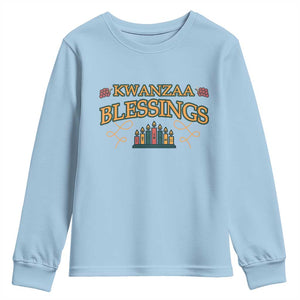Kwanzaa Blessings Youth Sweatshirt African Heritage Celebration Gift TS12 Light Blue Print Your Wear