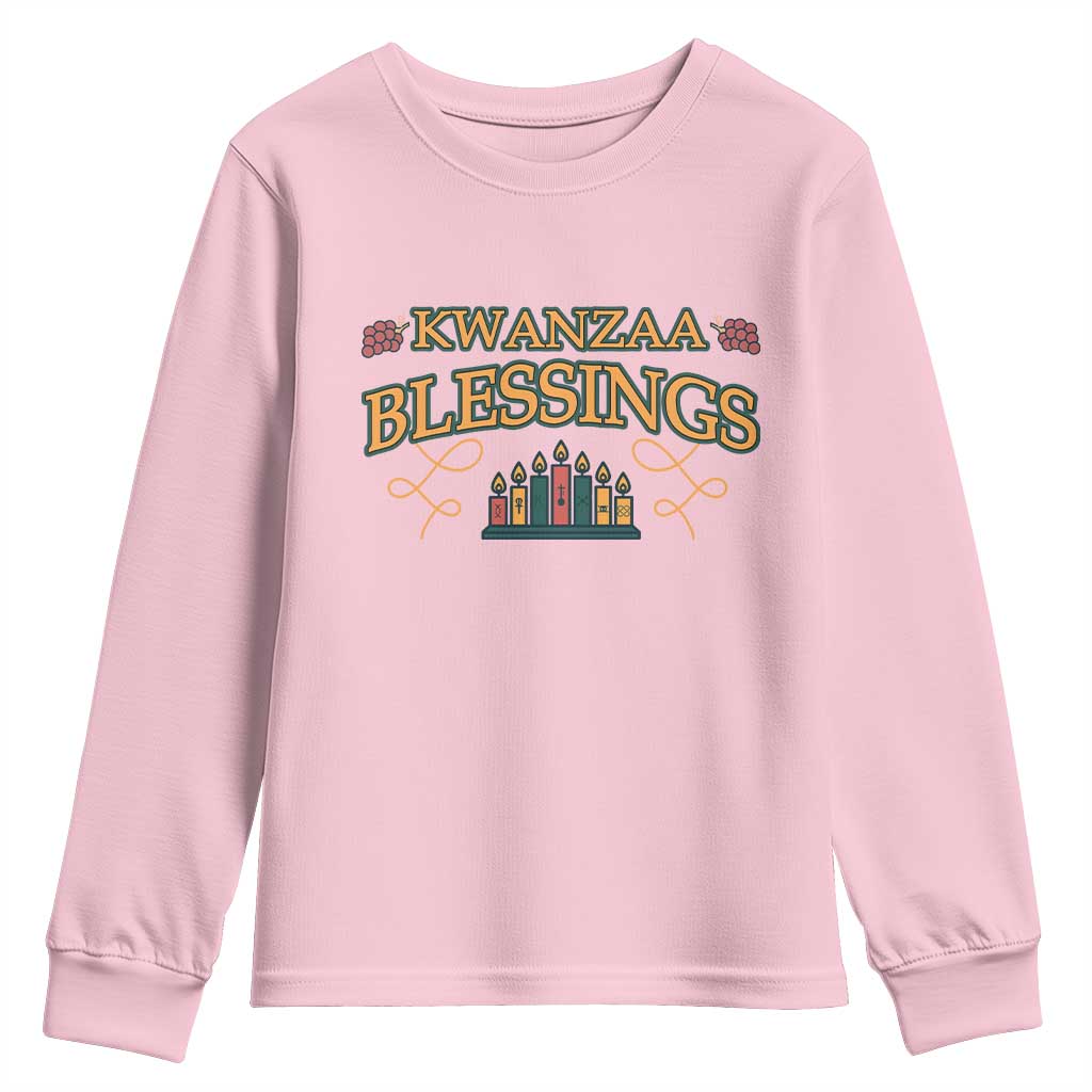Kwanzaa Blessings Youth Sweatshirt African Heritage Celebration Gift TS12 Light Pink Print Your Wear